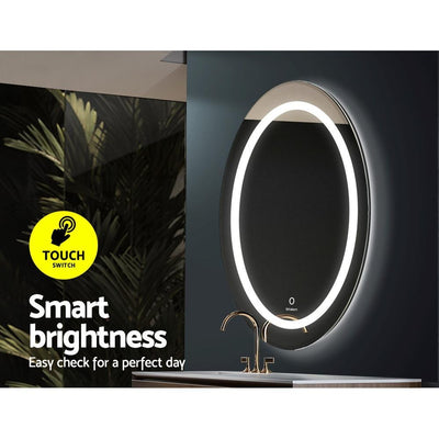 Devanti Round Wall Bathroom Vanity Makeup Mirror LED Illuminated Light Touch Switch 63cm