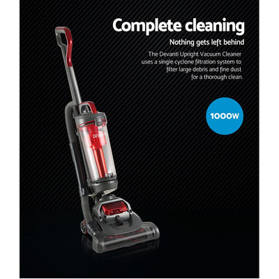 Devanti Upright Vacuum Cleaner Stick Bagless Free-standing Cyclone Filter 1000W Payday Deals