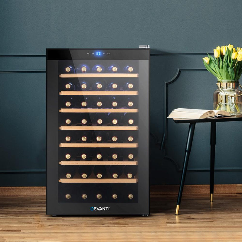 Devanti Wine Cooler Compressor Fridge Chiller Storage Cellar 51 Bottle Black Payday Deals