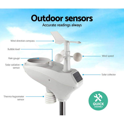 Devanti Wireless WiFi Professional Weather Station Solar Sensor LCD UV Light Payday Deals