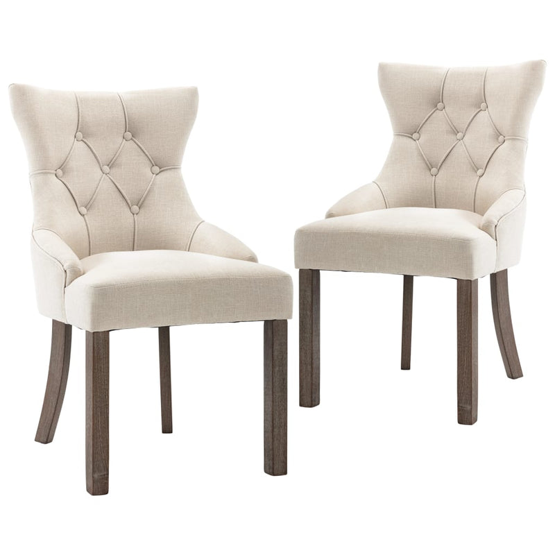 Dining Chairs 2 pcs Beige Fabric Payday Deals