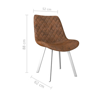 Dining Chairs 2 pcs Brown Faux Suede Leather Payday Deals