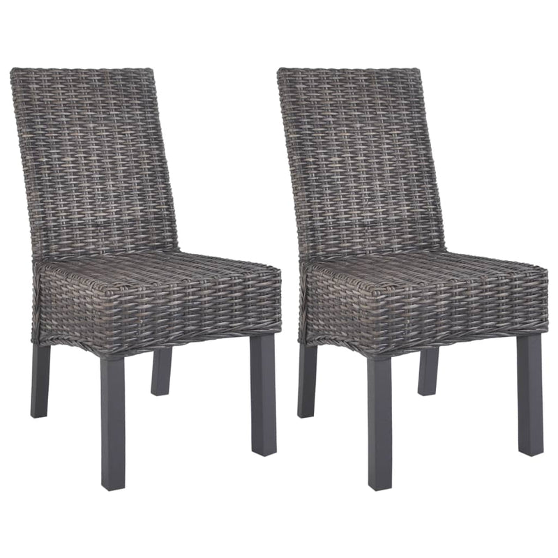 Dining Chairs 2 pcs Brown Kubu Rattan and Mango Wood Payday Deals