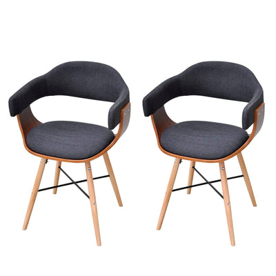 Dining Chairs 2 pcs Dark Grey Bent Wood and Fabric Payday Deals