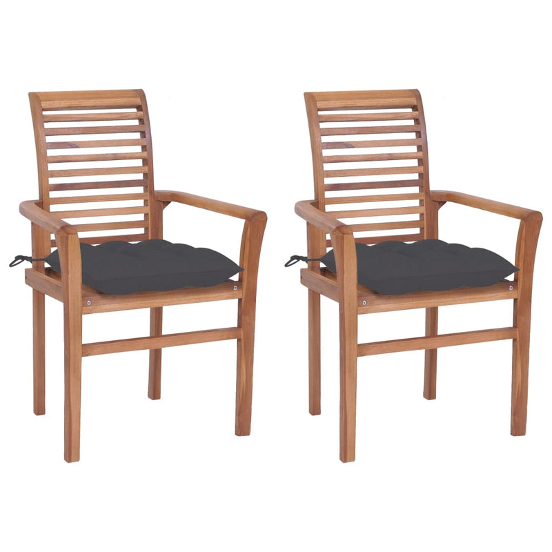 Dining Chairs 2 pcs with Anthracite Cushions Solid Teak Wood Payday Deals