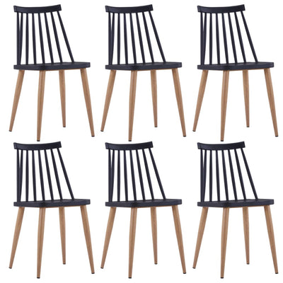 Dining Chairs 6 pcs Black Plastic