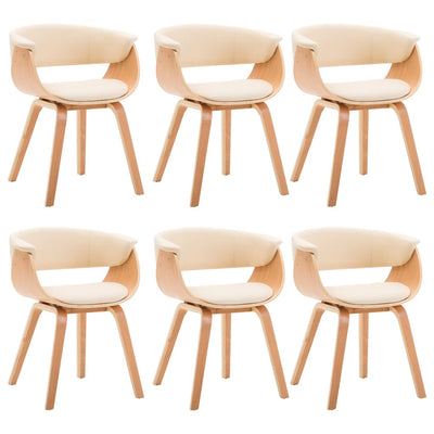 Dining Chairs 6 pcs Cream Bent Wood and Faux Leather Payday Deals