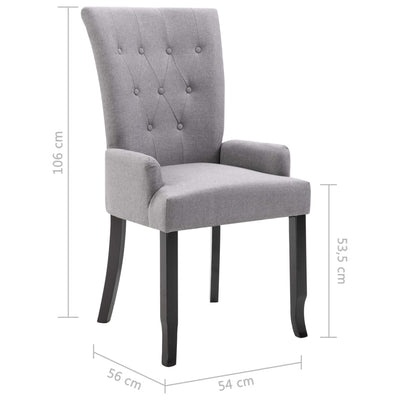 Dining Chairs with Armrests 6 pcs Light Grey Fabric Payday Deals