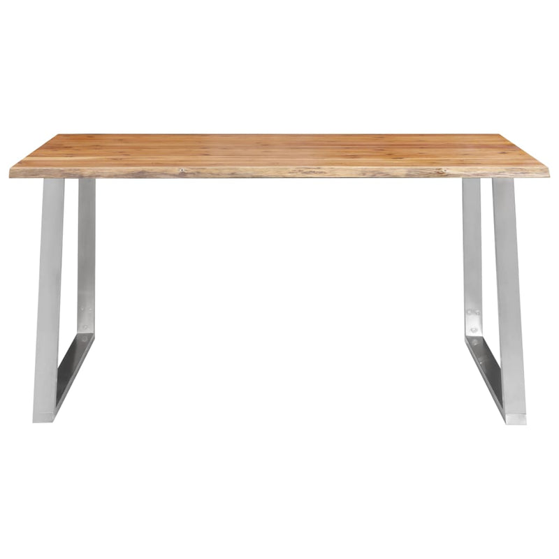 Dining Table 160x80x75 cm Solid Acacia Wood and Stainless Steel Payday Deals