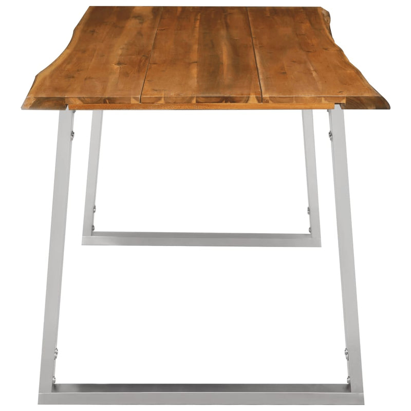 Dining Table 160x80x75 cm Solid Acacia Wood and Stainless Steel Payday Deals