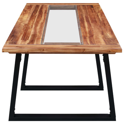 Dining Table 180x90x75 cm Solid Acacia Wood and Glass Payday Deals