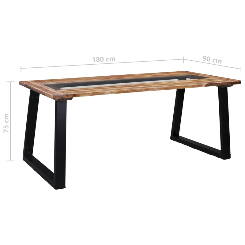 Dining Table 180x90x75 cm Solid Acacia Wood and Glass Payday Deals