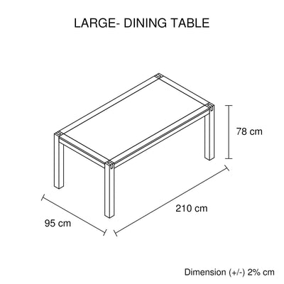 Dining Table 210cm Large Size with Solid Acacia Wooden Base in Chocolate Colour Payday Deals