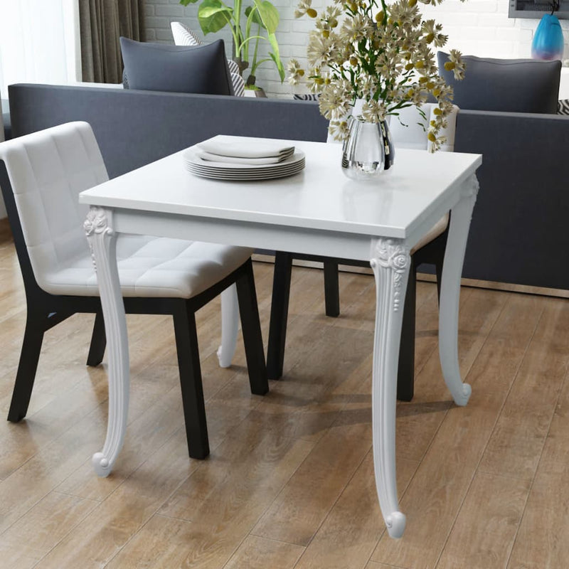 Dining Table 80x80x76 cm High Gloss White Payday Deals