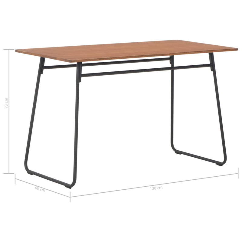 Dining Table Brown 120x60x73 cm Solid Plywood Steel Payday Deals