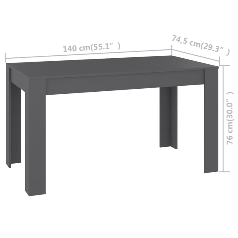 Dining Table Grey 140x74.5x76 cm Chipboard Payday Deals