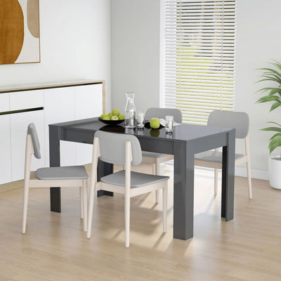 Dining Table High Gloss Grey 140x74.5x76 cm Chipboard