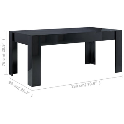 Dining Table High Gloss Grey 180x90x76 cm Engineered Wood Payday Deals