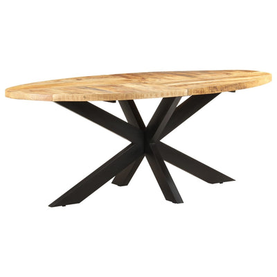Dining Table Oval 200x100x75 cm Rough Mango Wood Payday Deals