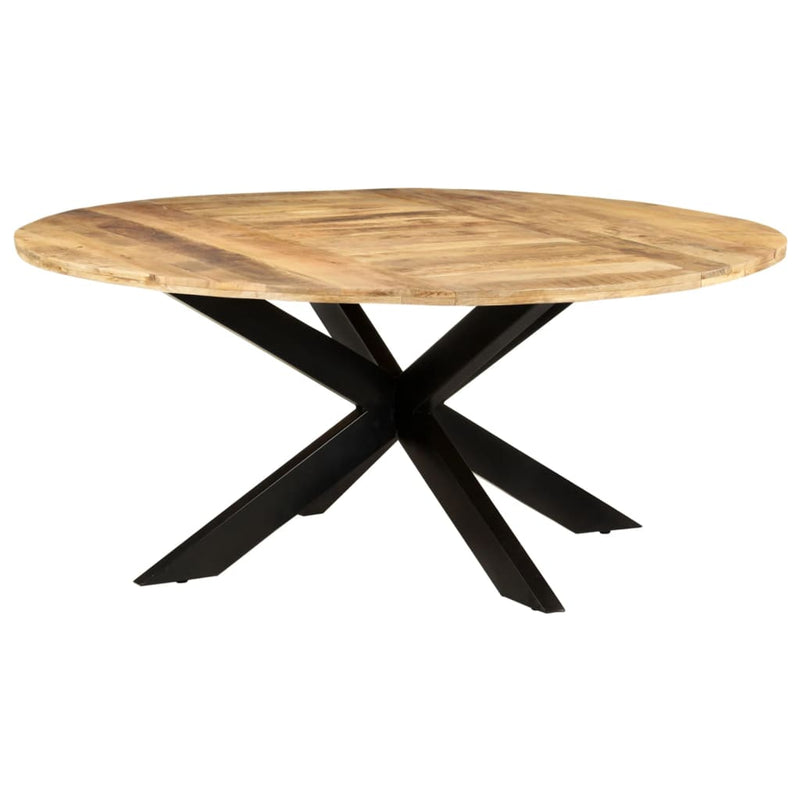 Dining Table Round 175x75 cm Rough Mango Wood Payday Deals