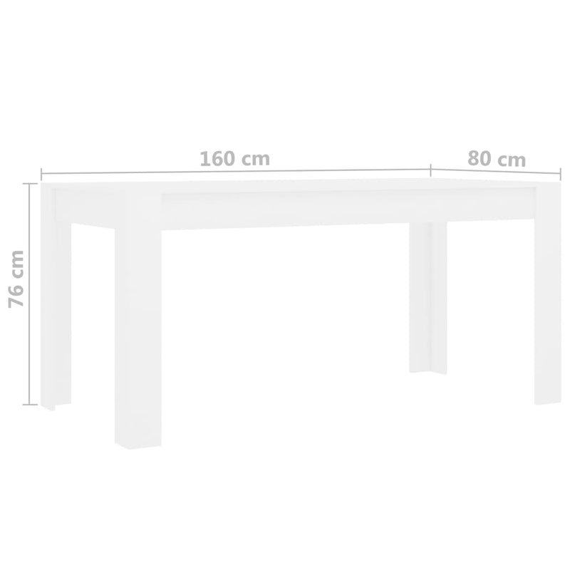 Dining Table White 160x80x76 cm Engineered Wood Payday Deals