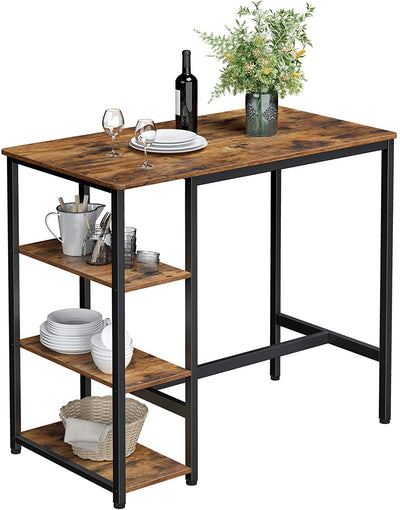 Dining Table with 3 Shelves and Industrial Style Stable Steel Structure,  109 x 60 x 100 cm, Rustic Brown Payday Deals