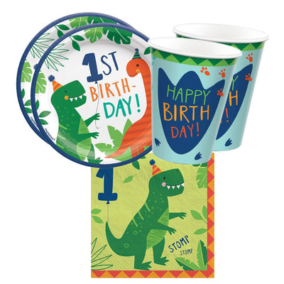 Dinosaur 1st Birthday Dino-Mite16 Guest Tableware Pack Payday Deals
