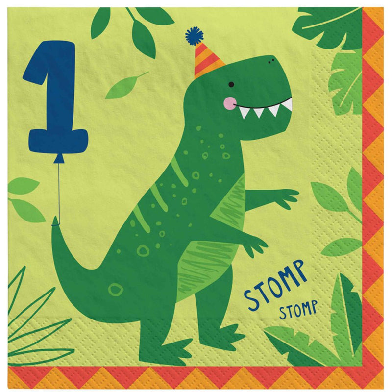 Dinosaur Dino-Mite 1st Birthday Lunch Napkins 16 Pack Payday Deals