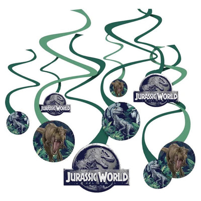 Dinosaur Jurassic Into The Wild Spiral Swirls Hanging Decorations 12 Pack