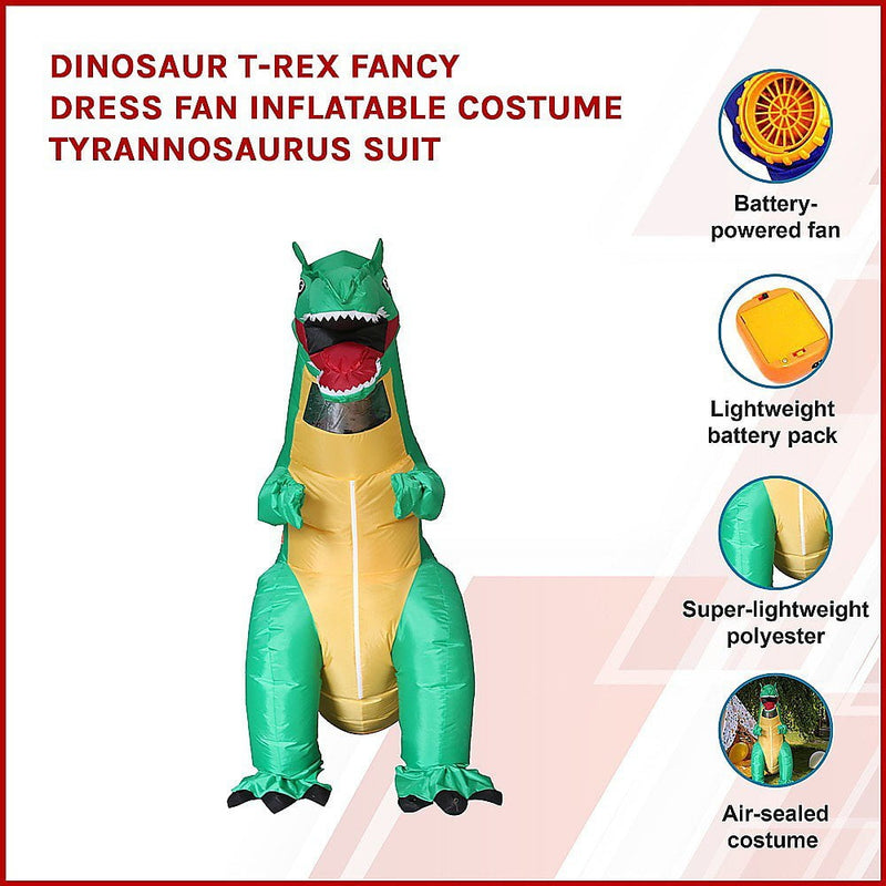 Dinosaur T-Rex Fancy Dress Fan Inflatable Costume Tyrannosaurus Suit Payday Deals