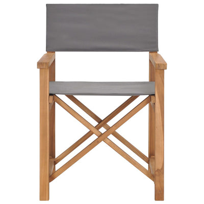 Director's Chair Solid Teak Wood Grey Payday Deals
