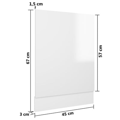 Dishwasher Panel High Gloss White 45x3x67 cm Chipboard Payday Deals