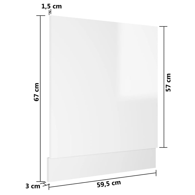 Dishwasher Panel High Gloss White 59.5x3x67 cm Chipboard Payday Deals