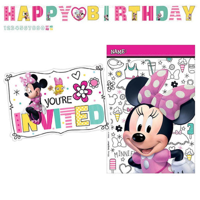 Disney Minnie Mouse 8 Guest Birthday Pack Invitations, Loot Bags and Banner