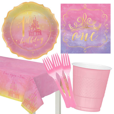 Disney Princess Girl Once Upon A Time 1st Birthday 8 Guest Deluxe Tableware Pack