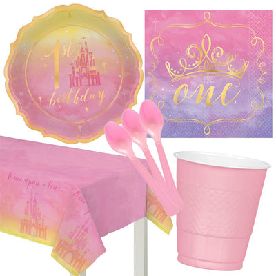 Disney Princess Once Upon A Time 1st Birthday 8 Guest Deluxe Tableware Pack