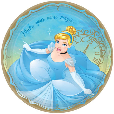 Disney Princess Once Upon A Time Round Cinderella Lunch Cake Dessert Plates 8 Pack