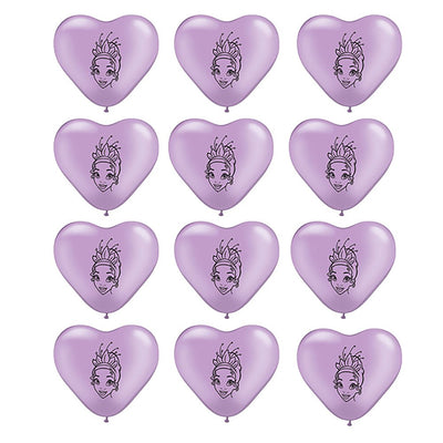 Disney Princess Purple Heart Shape Tiana Princess and the frog Latex Balloons 12 Pack