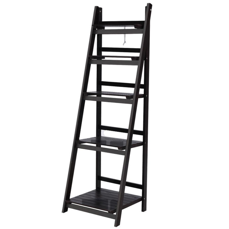 Artiss Display Shelf 5 Tier Wooden Ladder Stand Storage Book Shelves Rack Coffee Payday Deals