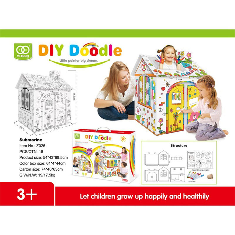 DIY Large Cardboard Coloring Creative Craft Play House Project Assemble Kids Payday Deals