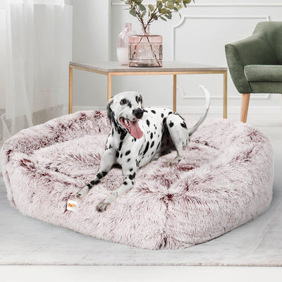Dog Calming Bed Warm Soft Plush Comfy Sleeping Kennel Cave Memory Foam Pink L Payday Deals