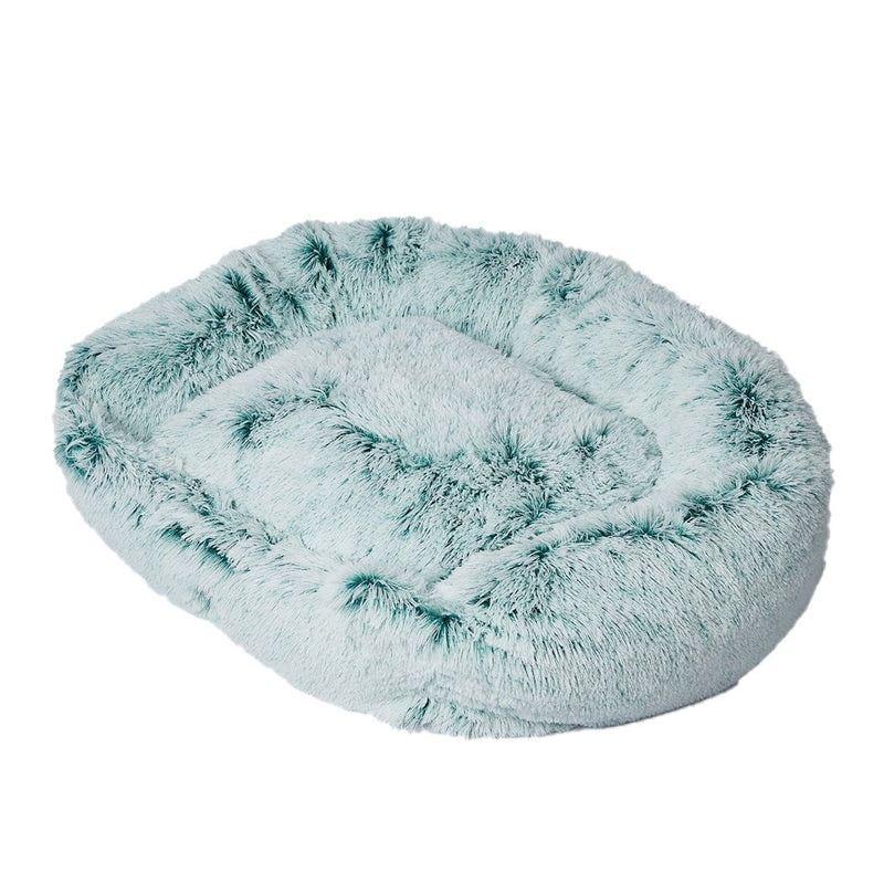 Dog Calming Bed Warm Soft Plush Comfy Sleeping Kennel Cave Memory Foam Teal L Payday Deals