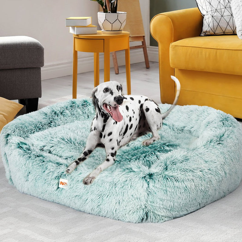 Dog Calming Bed Warm Soft Plush Comfy Sleeping Kennel Cave Memory Foam Teal L Payday Deals