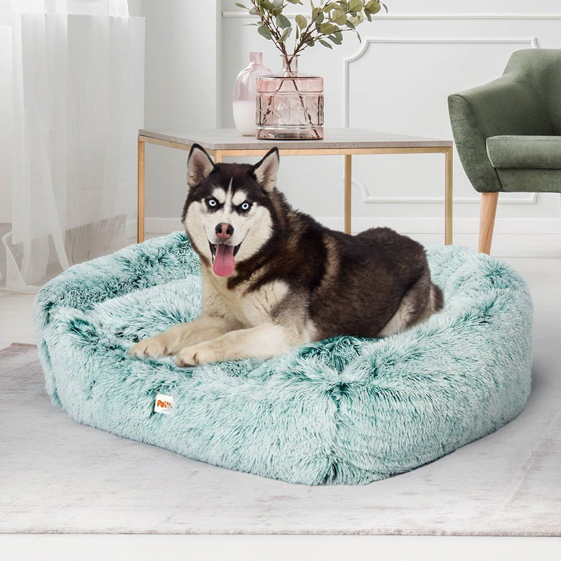 Dog Calming Bed Warm Soft Plush Comfy Sleeping Kennel Cave Memory Foam Teal M Payday Deals
