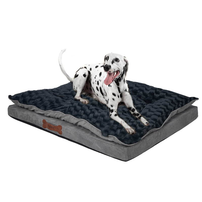 Dog Calming Bed Warm Soft Plush Comfy Sleeping Memory Foam Mattress Dark Grey L Payday Deals