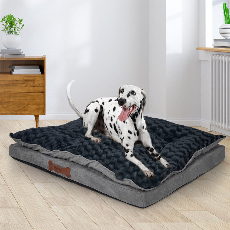 Dog Calming Bed Warm Soft Plush Comfy Sleeping Memory Foam Mattress Dark Grey L Payday Deals