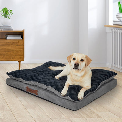 Dog Calming Bed Warm Soft Plush Comfy Sleeping Memory Foam Mattress Dark Grey XL Payday Deals