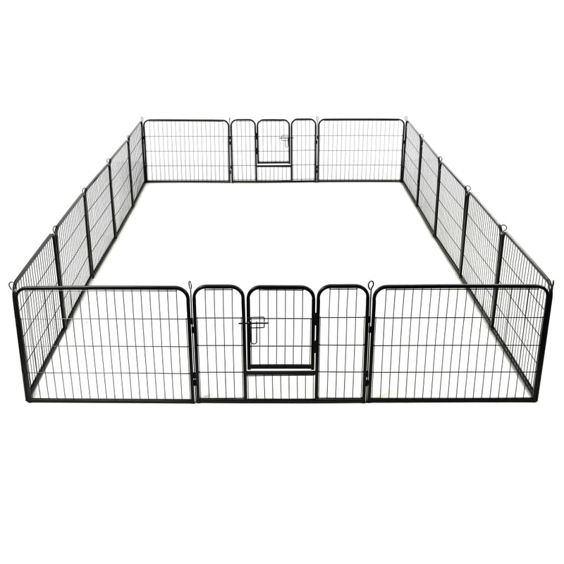 Dog Playpen 16 Panels Steel 60x80 cm Black Payday Deals