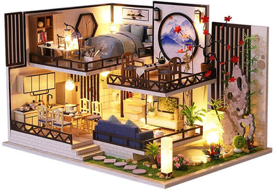 Dollhouse Miniature with Furniture Kit Plus Dust Proof and Music Movement - Bamboo Fragance (1:24 Scale Creative Room Idea)