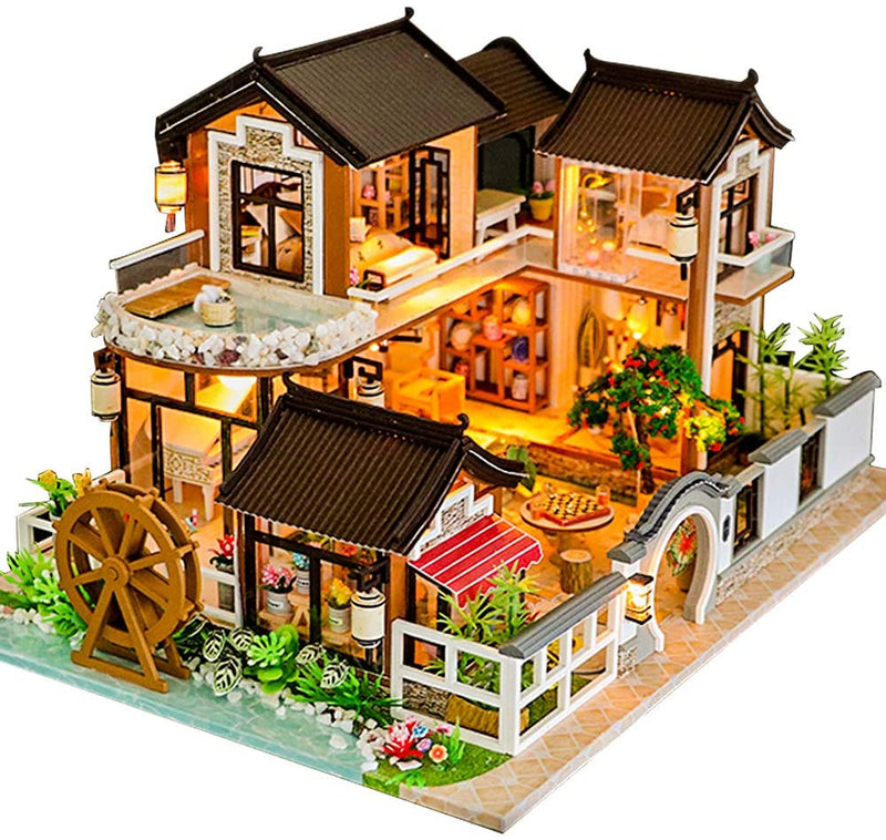 Dollhouse Miniature with Furniture Kit Plus Dust Proof and Music Movement - Chinese Style Courtyard (1:24 Scale Creative Room Idea) Payday Deals